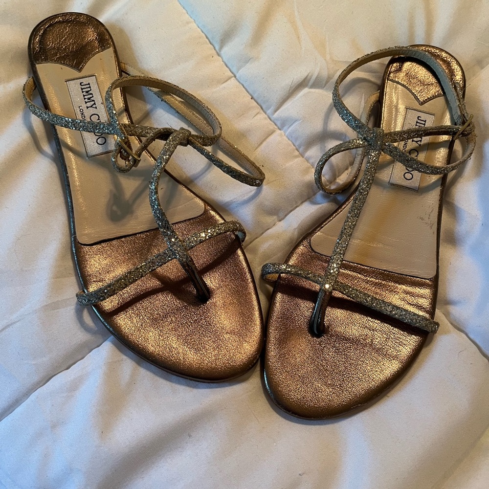 Jimmy Choo Sparkly Flat Sandals